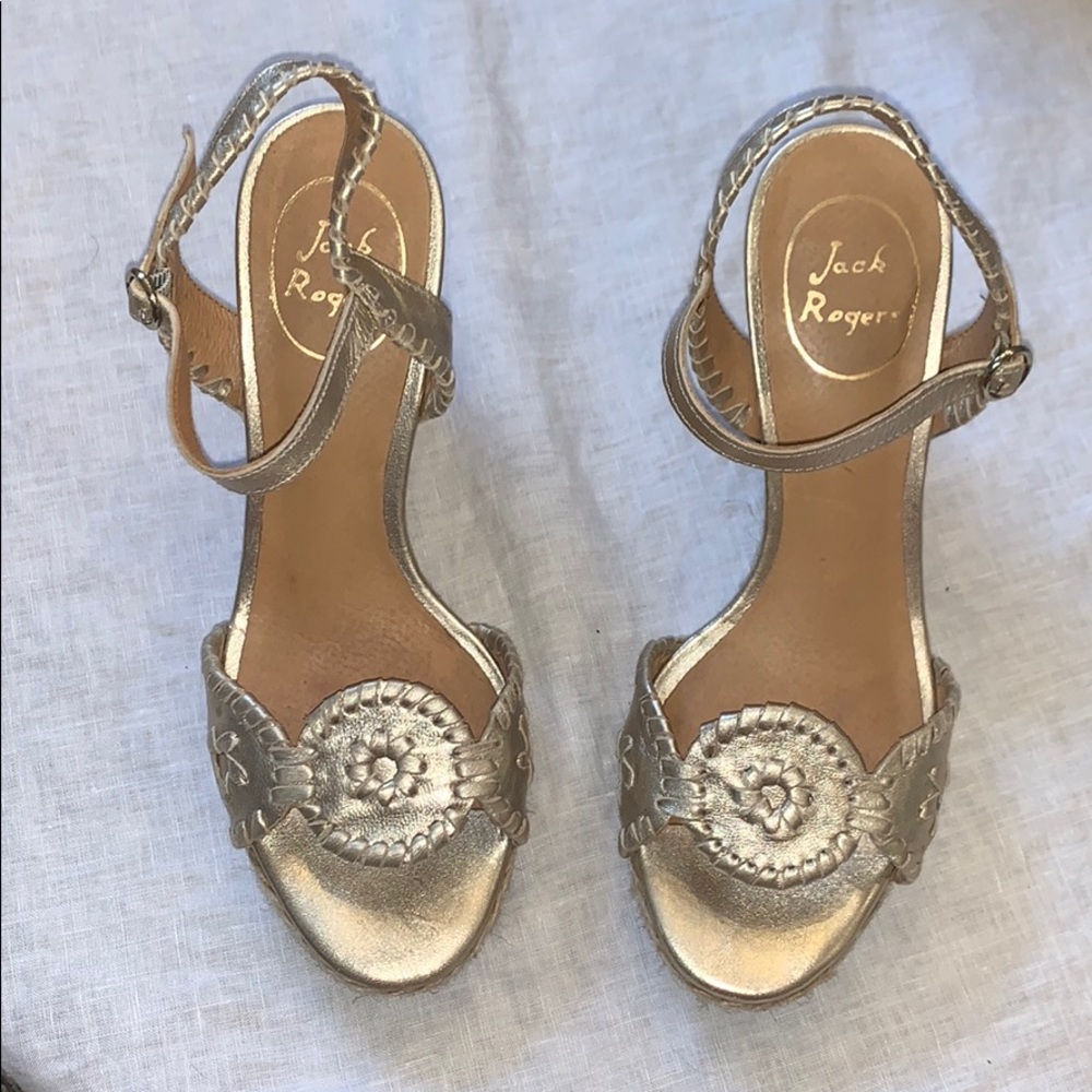 Gold jack rogers wedges
